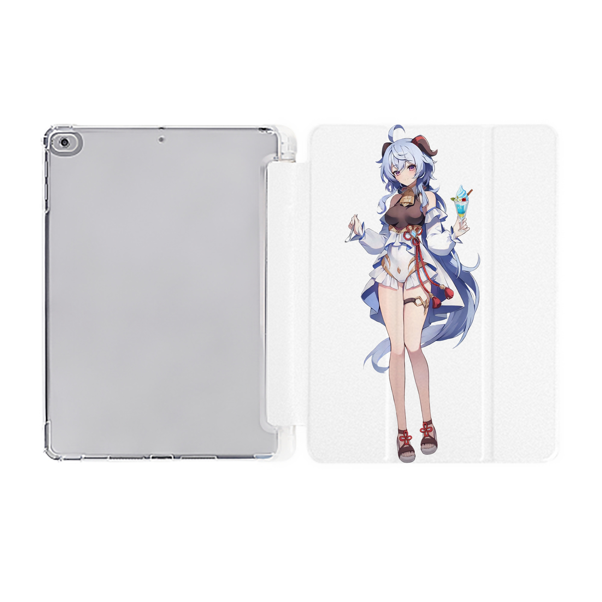 げんし神 甘雨 かんう genshin Ganyu IPad ケース ペン収納付き 三つ折りスタンド PUレザー×シリコン 対応機種9.5/10.5/10.9インチ